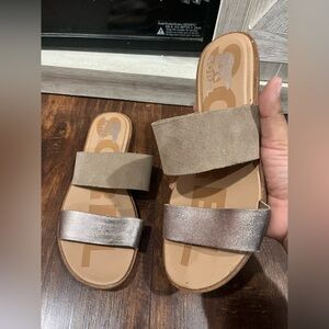 Sorel Ella II suede and leather slip on sandal